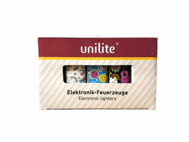 Unilite klik aanstekers - Peace - electronic lighters - navulbaar Tray (50stuks)
