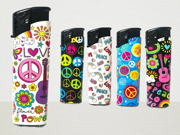 Unilite klik aanstekers - Peace - electronic lighters - navulbaar Tray (50stuks)