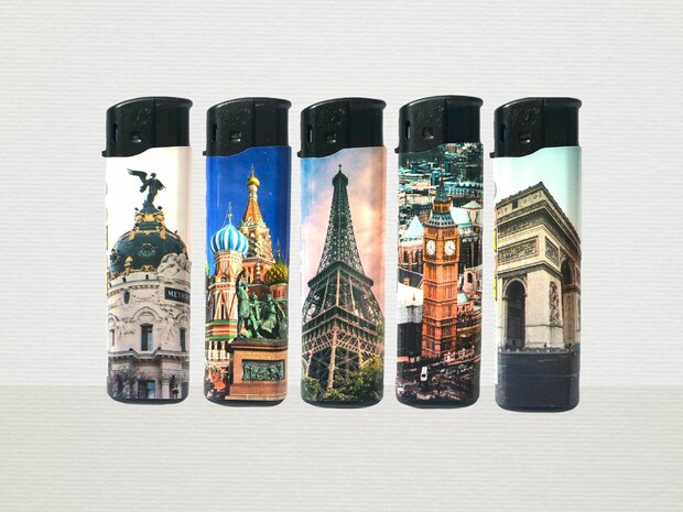 Click lighters with EU cities print.G