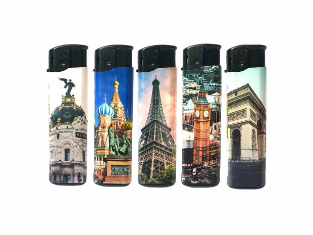 Click lighters with EU cities print.G