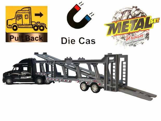 Truck car transporter + 2 mini 3in1 - pull-back drive.