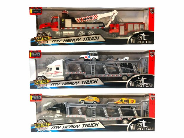 Truck car transporter + 2 mini 3in1 - pull-back drive.