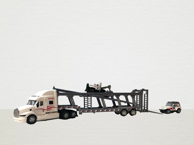 Vrachtwagen autotransporter&nbsp;+ 2 mini 3in1 - pull-back drive.