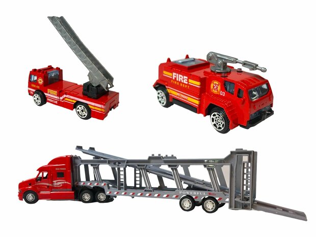 Truck car transporter + 2 mini 3in1 - pull-back drive.