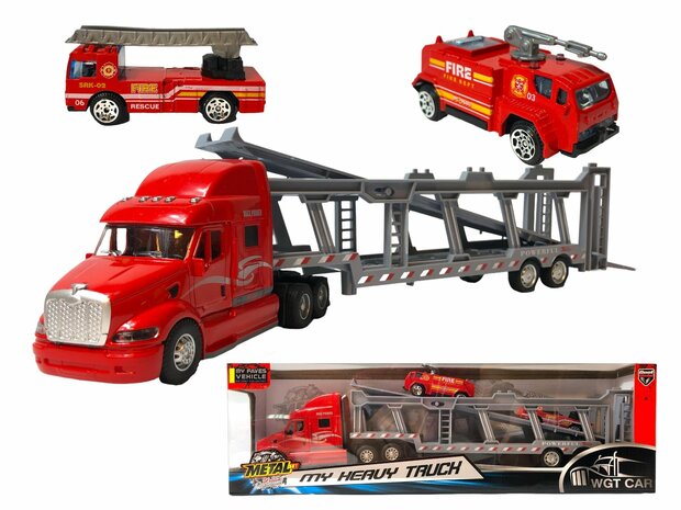 Truck car transporter + 2 mini 3in1 - pull-back drive.