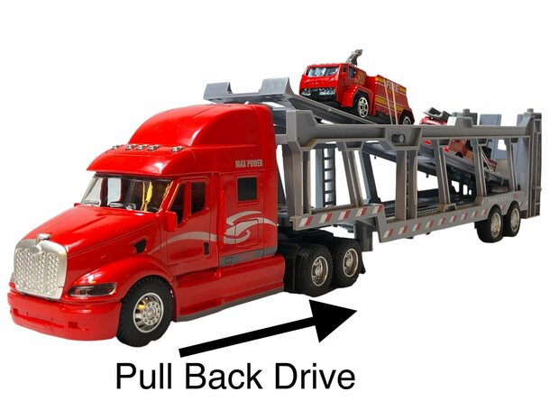 Vrachtwagen autotransporter&nbsp;+ 2 mini 3in1 - pull-back drive.