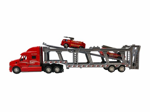 Vrachtwagen autotransporter&nbsp;+ 2 mini 3in1 - pull-back drive.