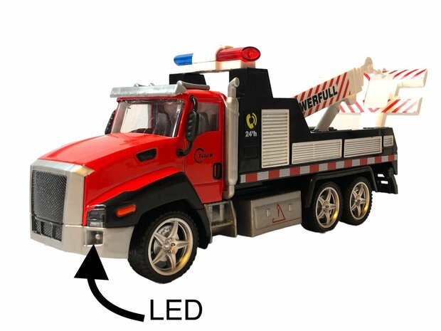 DIE-CAST Vrachtwagen autotransporter&nbsp;+ brandweerauto 2in1 - pull-back drive.