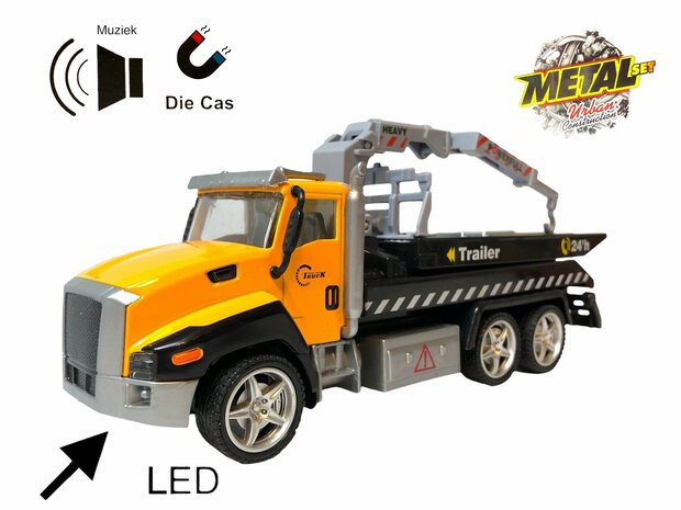 DIE-CAST Truck car transporter + fire engine 2in1 - pull-back drive.