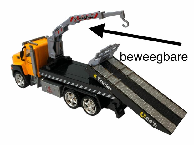 DIE-CAST Vrachtwagen autotransporter&nbsp;+ brandweerauto 2in1 - pull-back drive.