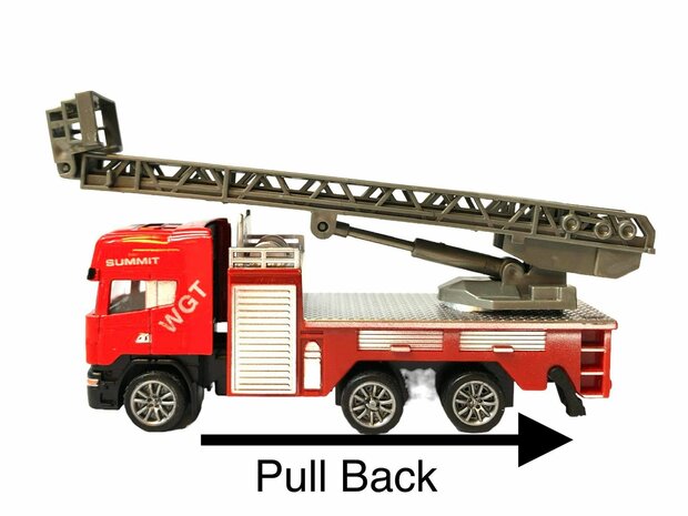 DIE-CAST Truck car transporter + fire engine 2in1 - pull-back drive.