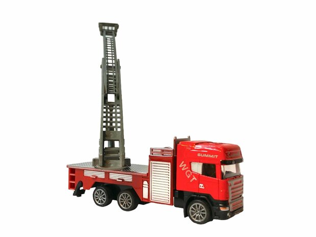 DIE-CAST Truck car transporter + fire engine 2in1 - pull-back drive.