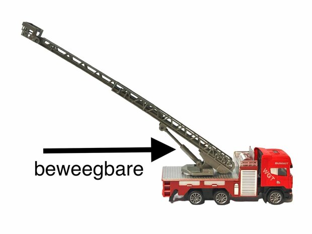 DIE-CAST Vrachtwagen autotransporter&nbsp;+ brandweerauto 2in1 - pull-back drive.