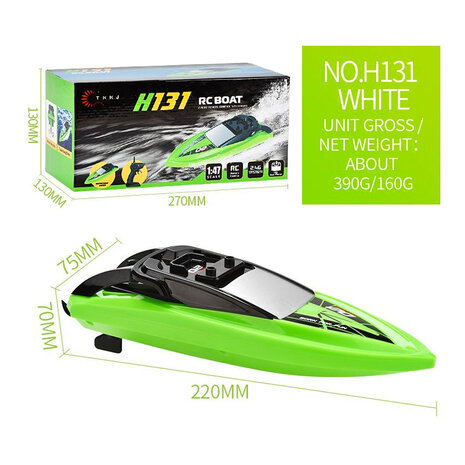 Rc boat toy - H131 - rechargeable - 2.4ghz controllable - 10km/h