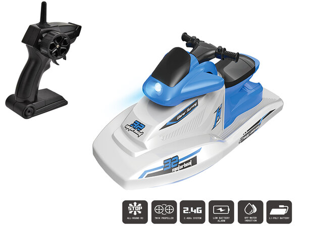 Rc jetski speelgoed boot H132 - oplaadbaar - 2.4GHZ zender 50meter- 10km/h - 1:47 G