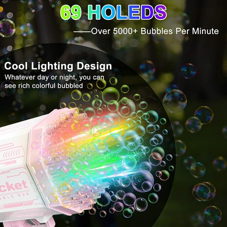 Bubble Gun Bazooka - bellenblaas pistool - 69 gaten - oplaadbaar