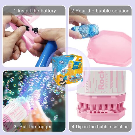 Bubble Gun Bazooka - bellenblaas pistool - 69 gaten - oplaadbaar