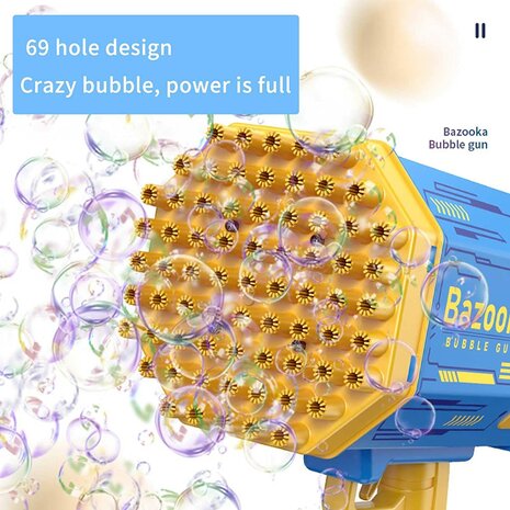 Bubble Gun Bazooka - bellenblaas pistool - 69 gaten - oplaadbaar