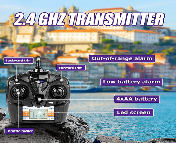 Bateau radio - H112 High Speed ​​- 2.4GHZ - 20km/h - port&eacute;e 150M