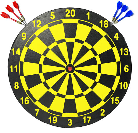 DARTBORD - INCL. 6 DARTS - 36.5 CM