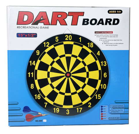 DARTBORD - INCL. 6 DARTS - 36.5 CM