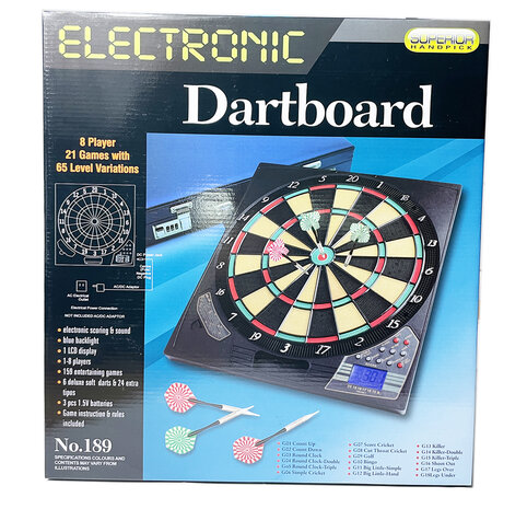 Elektronische dartbord - incl. 6 pijlen -  21 spellen - 45 cm