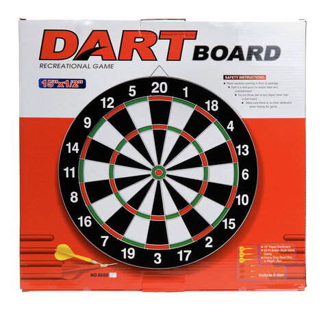 Dartbord - 6 dart pijlen - 36.5 cm