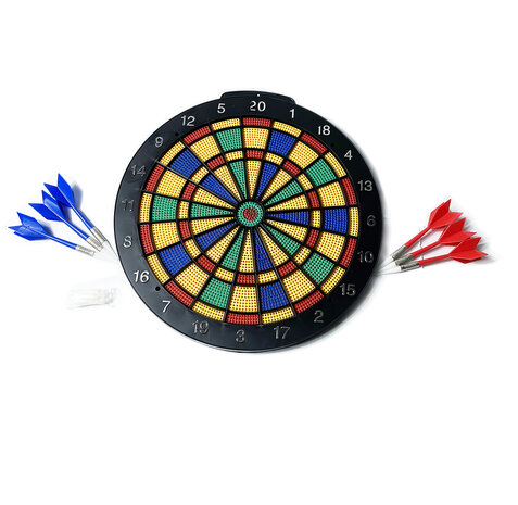 Dartscheibe mit weicher Spitze - 6 Pfeile - 30 cm