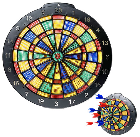 Dartscheibe mit weicher Spitze - 6 Pfeile - 30 cm