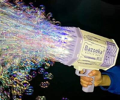 Bubble Gun Bazooka - pistolet &agrave; bulles - 69 trous - rechargeable