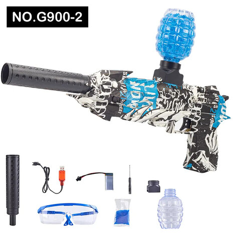 Gel Blaster- elektrische pistool  - Black Graffiti - compleet set oplaadbaar - 43CM