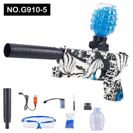 Gel Blaster - elektrische Pistole - Graffiti - kompletter Satz wiederaufladbar - 37CM