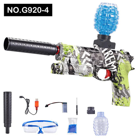 Gel Blaster - electric gun - Green Graffiti - complete set rechargeable - 38CM