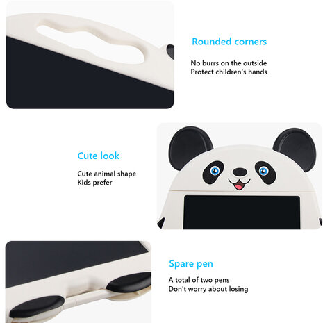 Tablette LCD Panda - Tablette &agrave; dessin avec 2 stylos - Tablette de dessin - planche &agrave; dessin