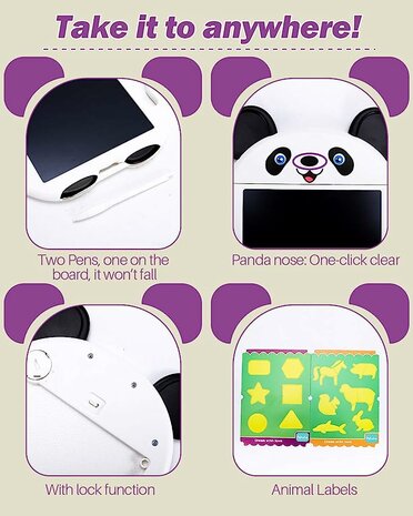 LCD pad Panda - Tekentablet incl. 2 pennen - Draw pad - tekenbord
