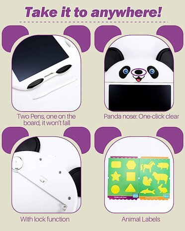 LCD pad Panda - Drawing tablet incl. 2 pens - Draw pad - drawing board