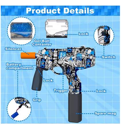 Gel Blaster - MP9  -  compleet set - oplaadbaar - 31CM