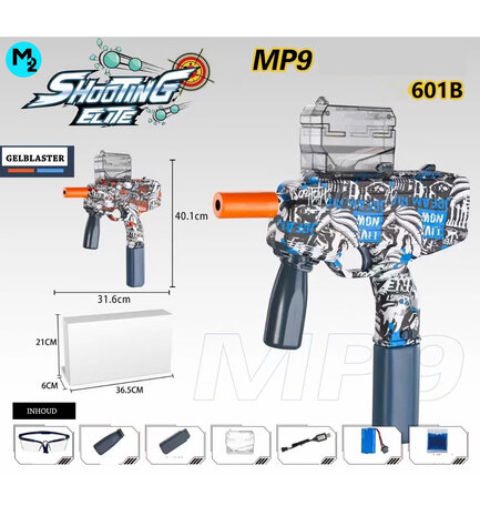 Gel Blaster - MP9  -  compleet set - oplaadbaar - 31CM
