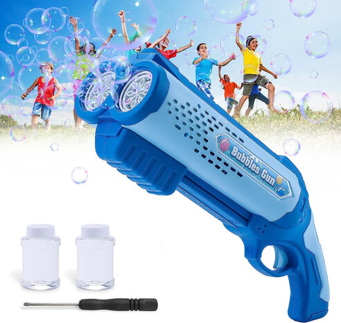 Bubble gun toy - Bubble blowing machine - LED light - 2x soap