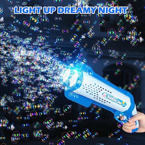 Bubble gun toy - Bubble blowing machine - LED light - 2x soap