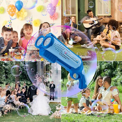 Bubble gun toy - Bubble blowing machine - LED light - 2x soap