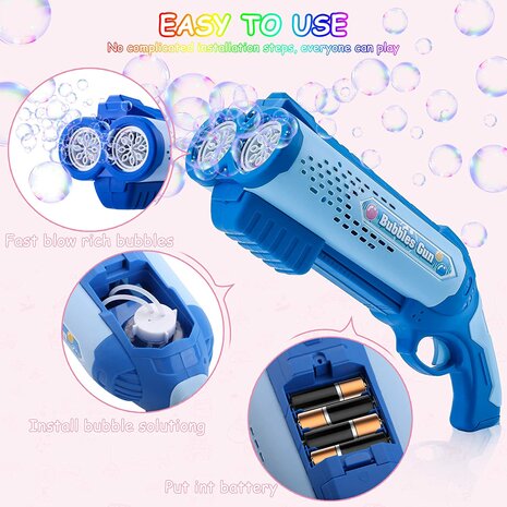 Bubble gun speelgoed - Bellenblaasmachine - LED light - 2x zeep