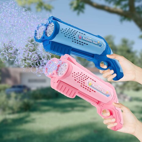 Bubble gun toy - Bubble blowing machine - LED light - 2x soap