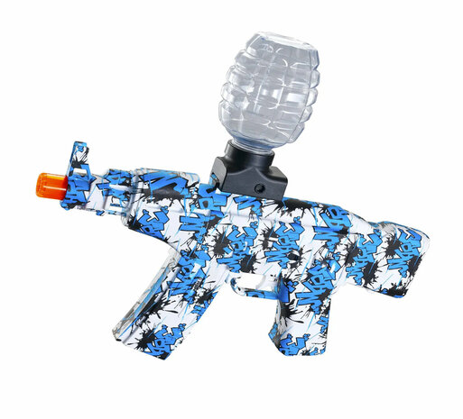 Gel Blaster AK47 - Luminous Silencer met Led licht - compleet set - oplaadbaar - 45 cm Blauw