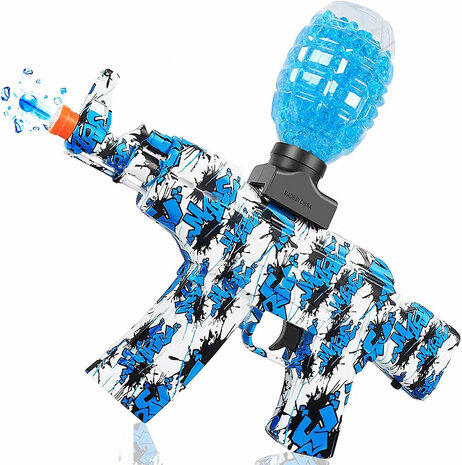 Gel Blaster AK47 - Luminous Silencer met Led licht - compleet set - oplaadbaar - 45 cm Blauw