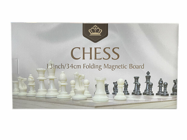 Chess King - magnetisch Schaakbord met Schaakstukken - Hout - 34x34 cm