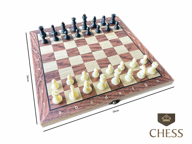 Chess King - magnetisch Schaakbord met Schaakstukken - Hout - 34x34 cm