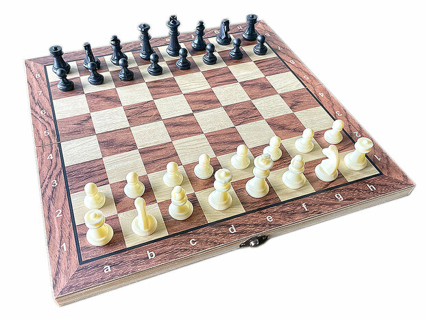 Chess King - magnetisch Schaakbord met Schaakstukken - Hout - 34x34 cm