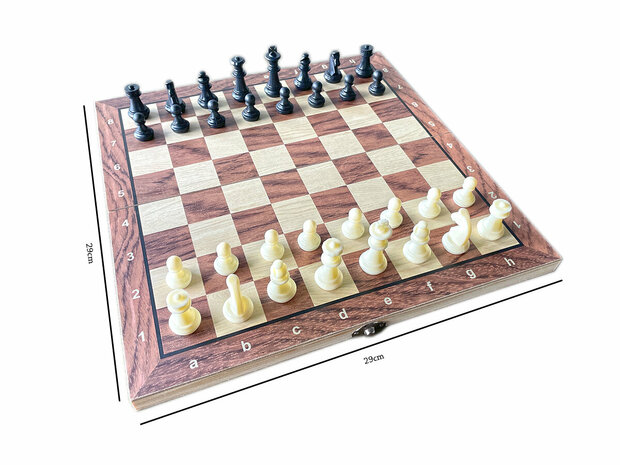 Chess King - magnetisch Schaakbord met Schaakstukken - Hout - 29x29 cm
