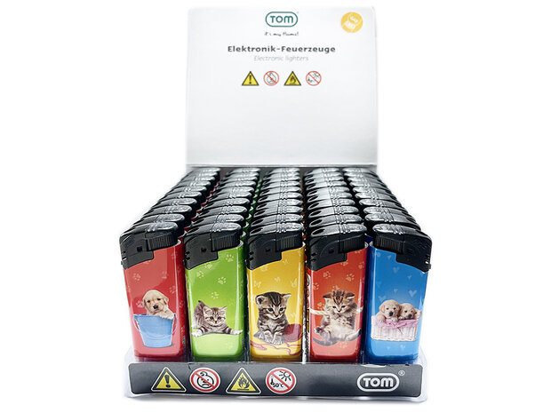 Aanstekers - 10 ass -  mix printen - Tom Lighter - klik